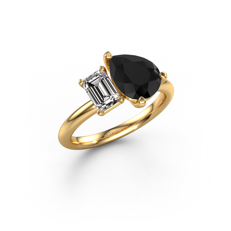 Image of Engagement ring Toi et Moi PER-EME 585 gold Black diamond 2.50 crt