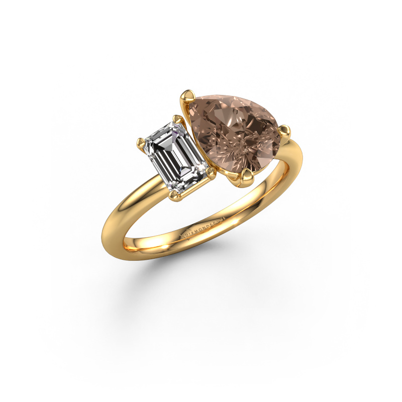 Image of Engagement ring Toi et Moi PER-EME 585 gold Brown diamond 2.20 crt