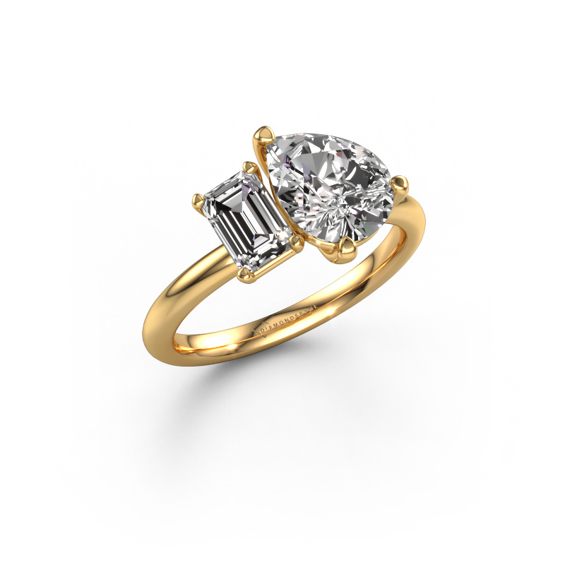 Afbeelding van Verlovingsring Toi et Moi PER-EME 585 goud Custom diamant 9x7 mm