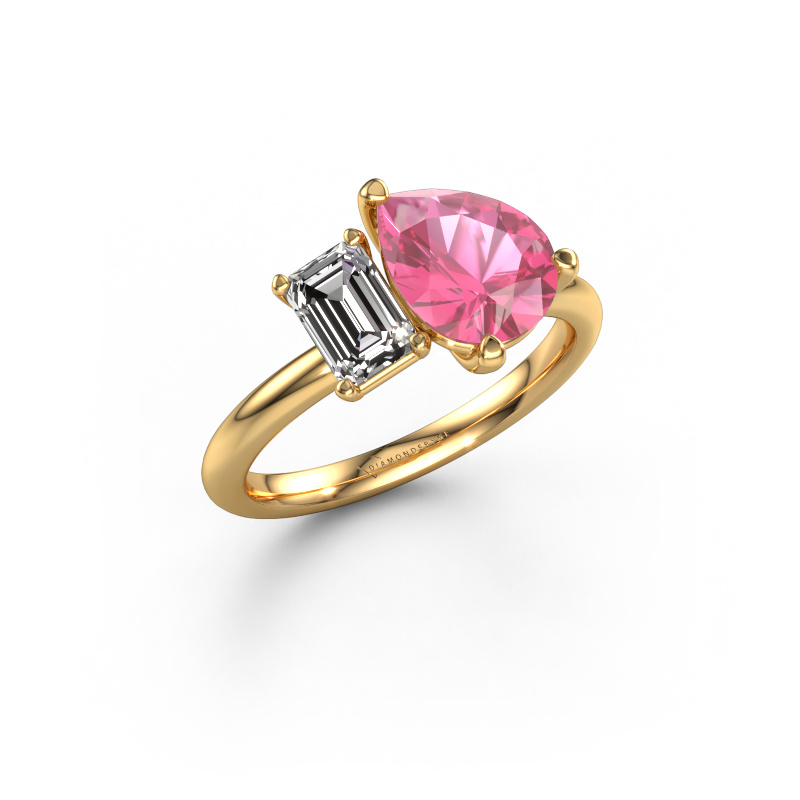 Image of Engagement ring Toi et Moi PER-EME 585 gold Pink sapphire 9x7 mm