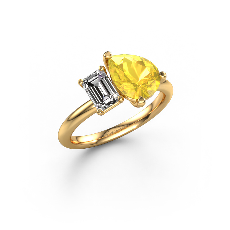 Image of Engagement ring Toi et Moi PER-EME 585 gold Yellow sapphire 9x7 mm