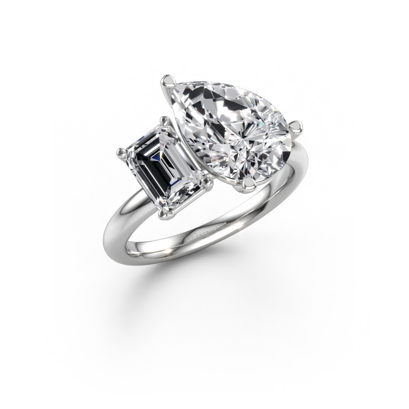 Immagine di Anello di fidanzamento Toi et Moi PER-EME 950 platino Diamante lab grown 4.15 crt