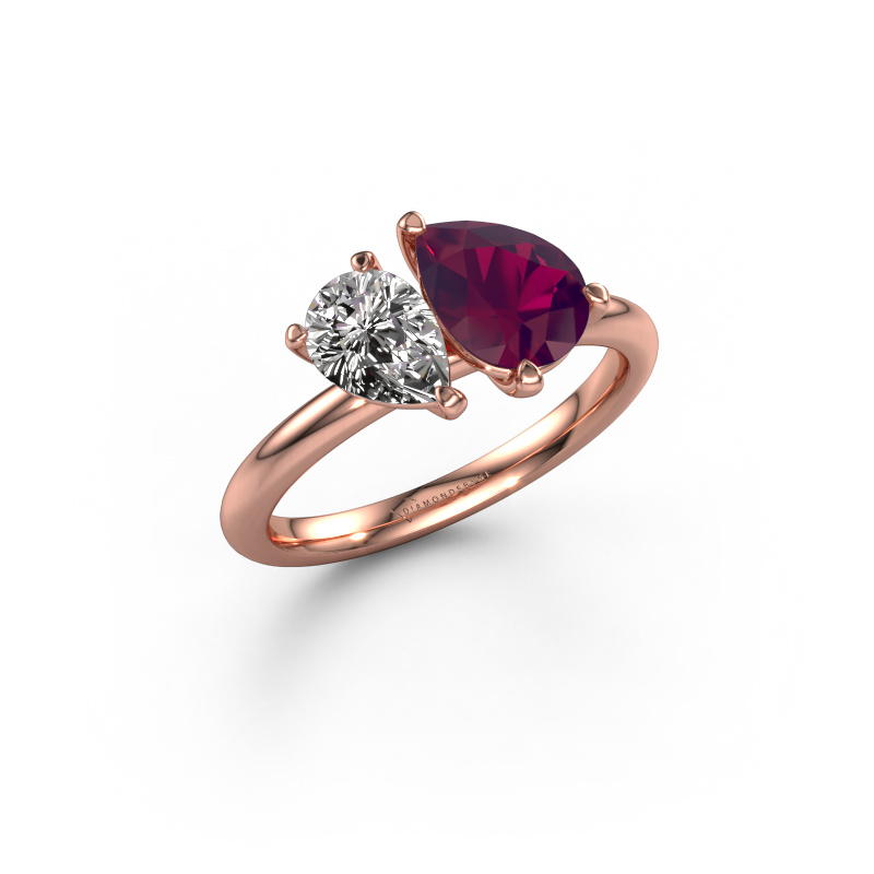 Image of Engagement ring Toi et Moi PER-PER 585 rose gold Rhodolite 8x6 mm