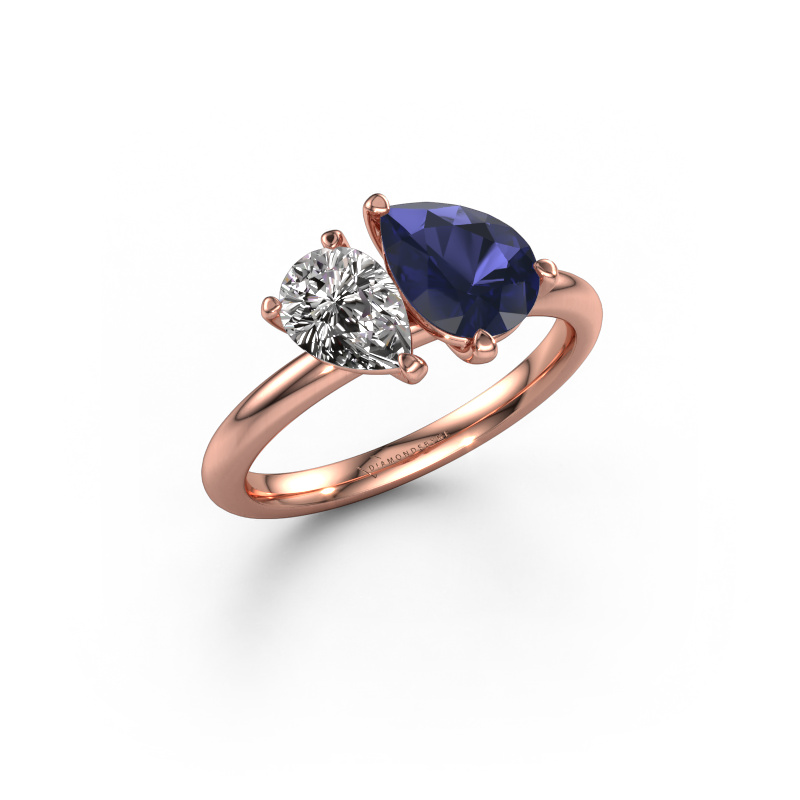 Image of Engagement ring Toi et Moi PER-PER 585 rose gold Sapphire 8x6 mm