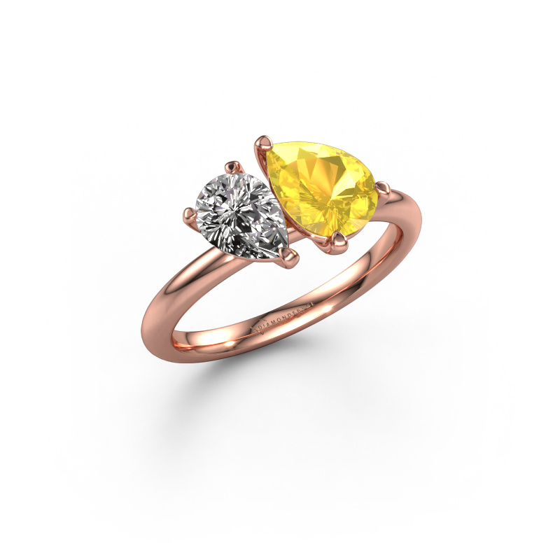 Image of Engagement ring Toi et Moi PER-PER 585 rose gold Yellow sapphire 8x6 mm