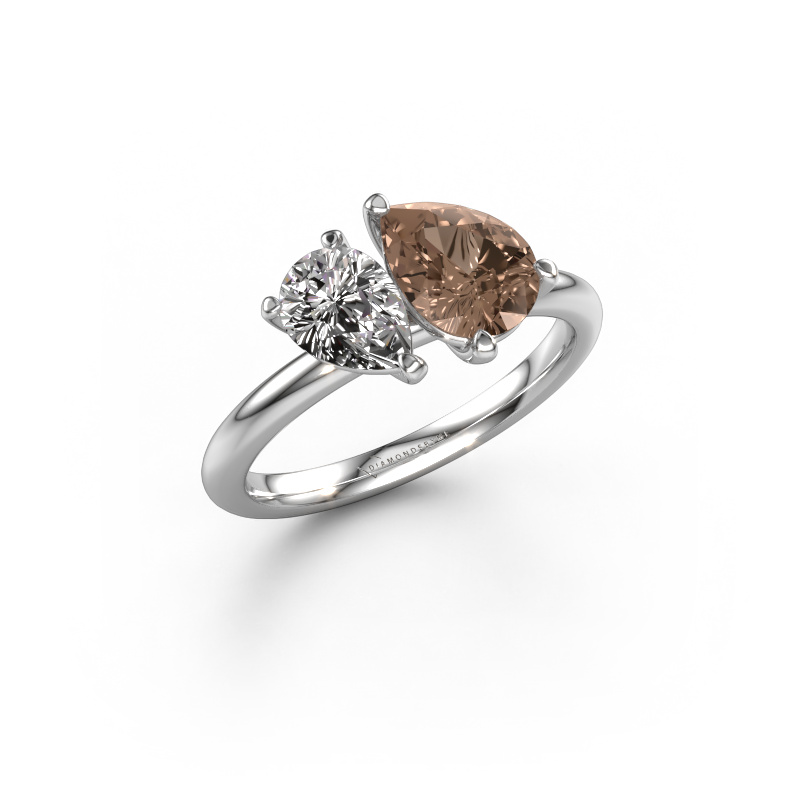 Image of Engagement ring Toi et Moi PER-PER 585 white gold Brown diamond 1.65 crt