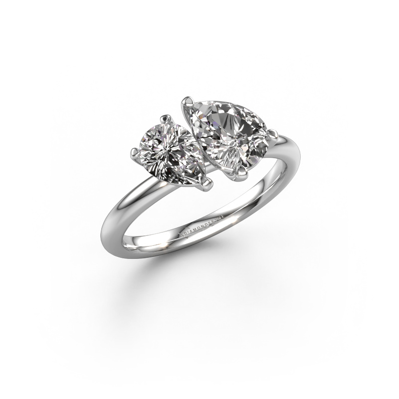 Image of Engagement ring Toi et Moi PER-PER 950 platinum Custom diamond 8x6 mm