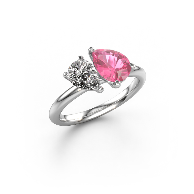 Image of Engagement ring Toi et Moi PER-PER 950 platinum Pink sapphire 8x6 mm