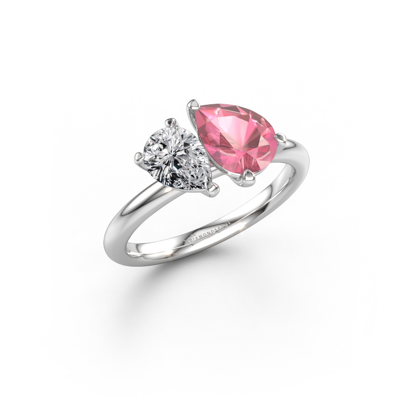 Afbeelding van Verlovingsring Toi et Moi PER-PER 950 platina Toermalijn pink 8x6 mm