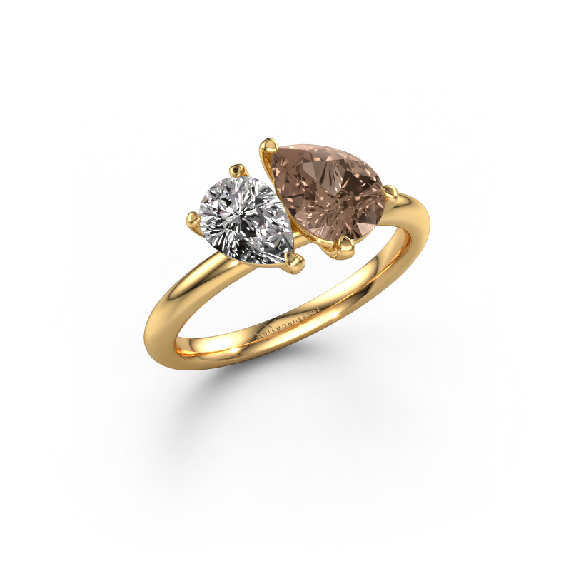 Image de Bague de fiançailles Toi et Moi PER-PER 585 or jaune Diamant brun 1.65 crt