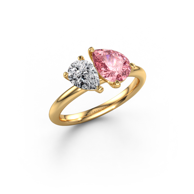Image of Engagement ring Toi et Moi PER-PER 585 gold Pink lab grown diamond 8x6 mm