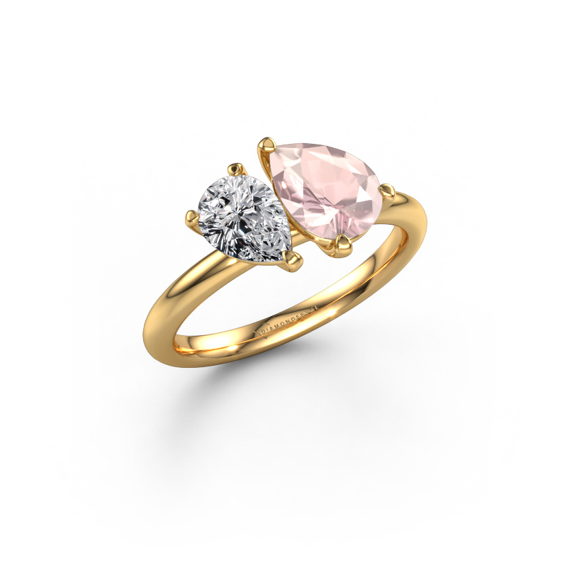 Image of Engagement ring Toi et Moi PER-PER 585 gold Morganite champagne 8x6 mm