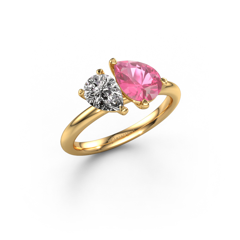 Image de Bague de fiançailles Toi et Moi PER-PER 585 or jaune Saphir rose 8x6 mm
