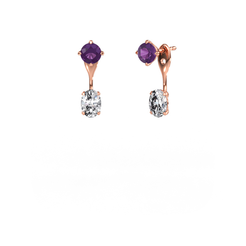 Image de Pendants d'oreilles Kate RND-OVL 585 or rose Améthyste 5 mm