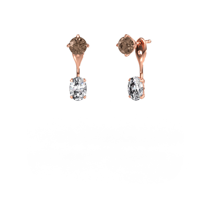 Bild av Hängande örhängen Kate RND-OVL 585 roséguld Brun diamant 2.40 crt