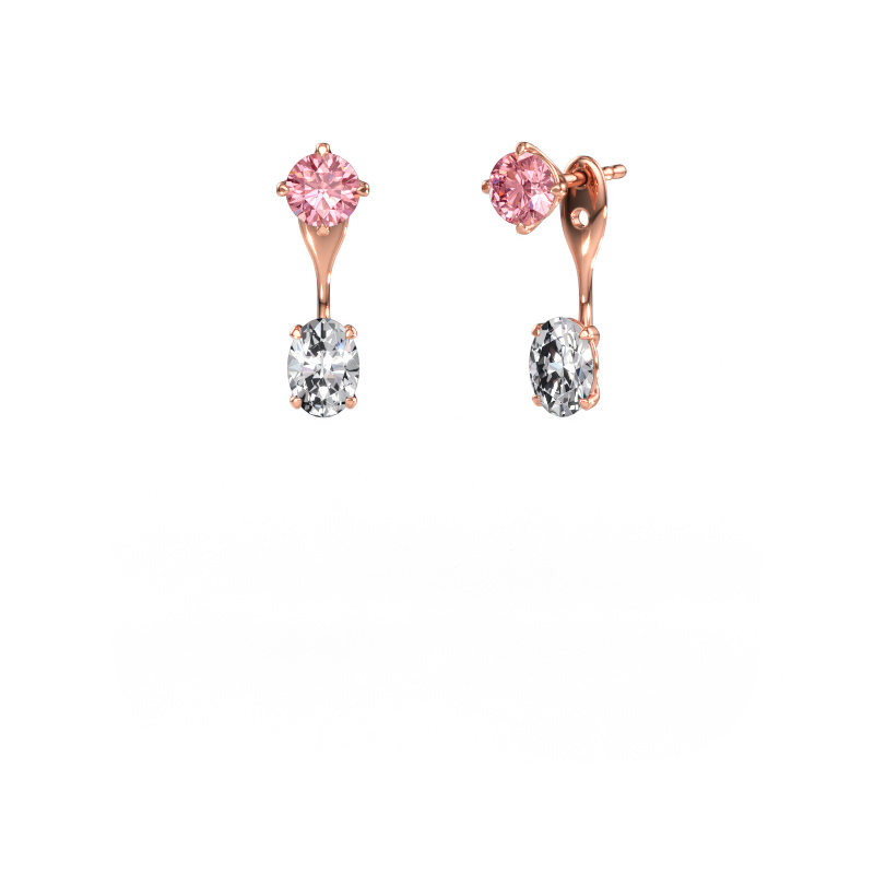 Immagine di Orecchini pendenti Kate RND-OVL 585 oro rosa Diamante lab grown rosa 5 mm