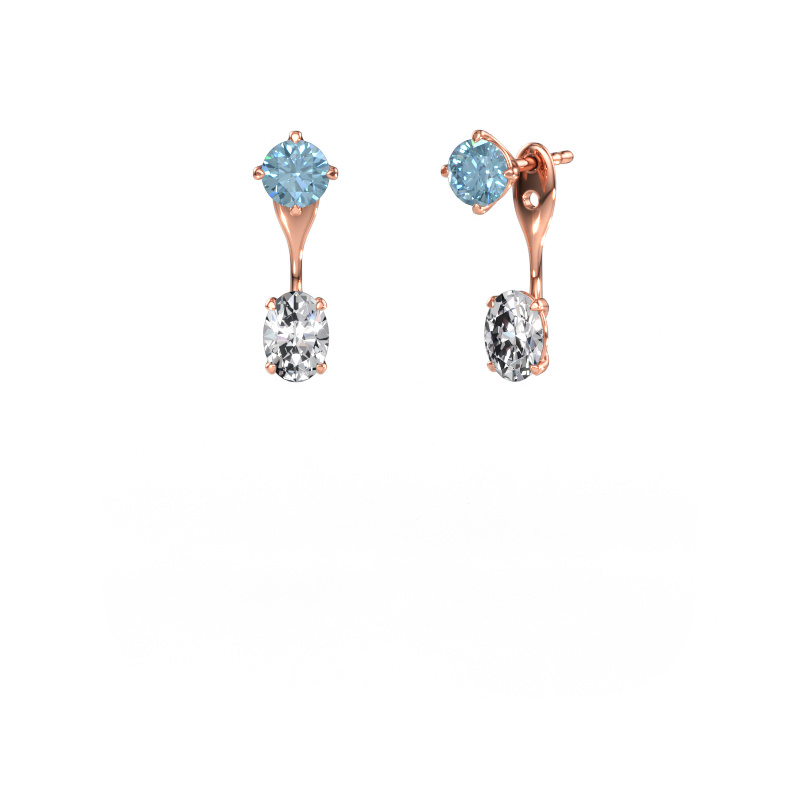 Immagine di Orecchini pendenti Kate RND-OVL 585 oro rosa Diamante lab grown blu 5 mm