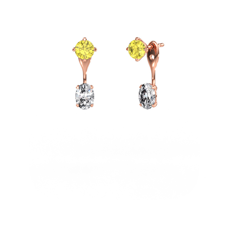 Immagine di Orecchini pendenti Kate RND-OVL 585 oro rosa Diamante lab grown giallo 5 mm