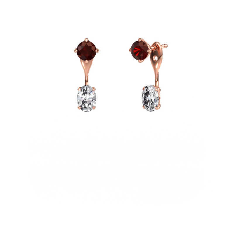 Image de Pendants d'oreilles Kate RND-OVL 585 or rose Grenat 5 mm