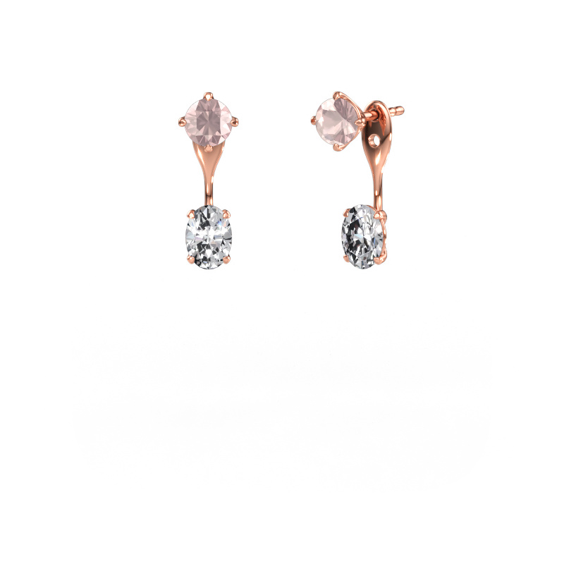 Immagine di Orecchini pendenti Kate RND-OVL 585 oro rosa Morganite champagne 5 mm