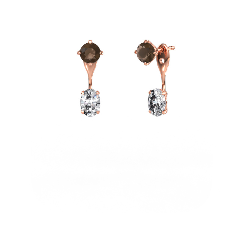 Immagine di Orecchini pendenti Kate RND-OVL 585 oro rosa Quarzo fumé 5 mm