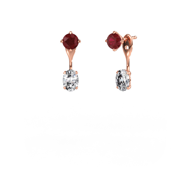 Immagine di Orecchini pendenti Kate RND-OVL 585 oro rosa Rubino 5 mm