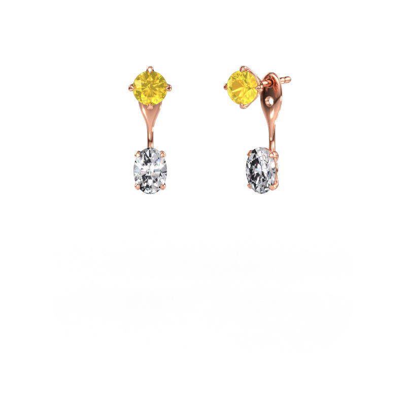 Image de Pendants d'oreilles Kate RND-OVL 585 or rose Saphir jaune 5 mm