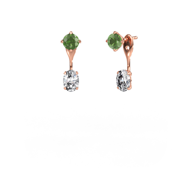 Immagine di Orecchini pendenti Kate RND-OVL 585 oro rosa Tormalina verde 5 mm