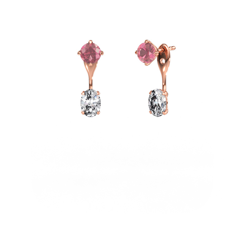 Bild av Hängande örhängen Kate RND-OVL 585 roséguld Rosa turmalin 5 mm