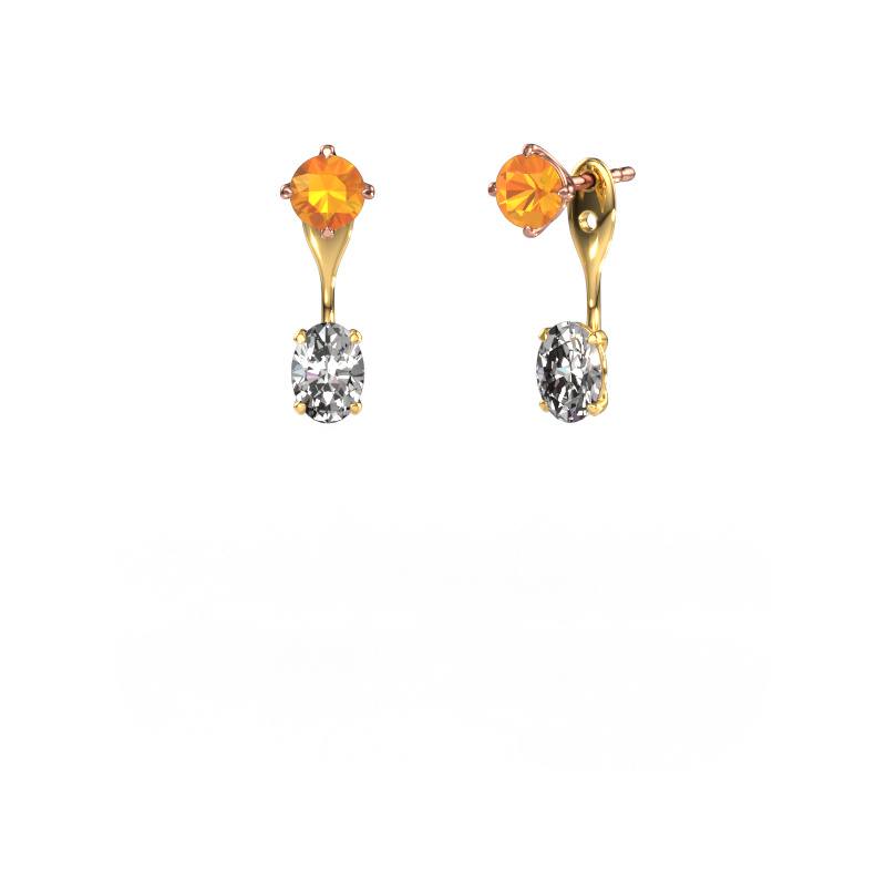 Image of Drop earrings Kate RND-OVL 585 rose gold Citrin 5 mm