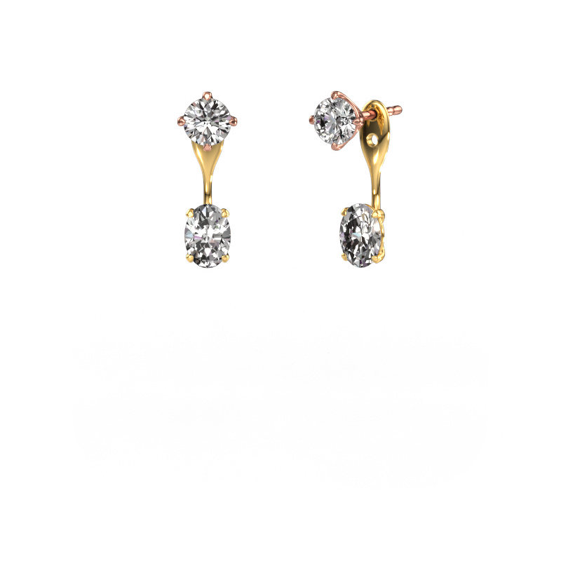 Image of Drop earrings Kate RND-OVL 585 rose gold Lab grown diamond 2.40 crt