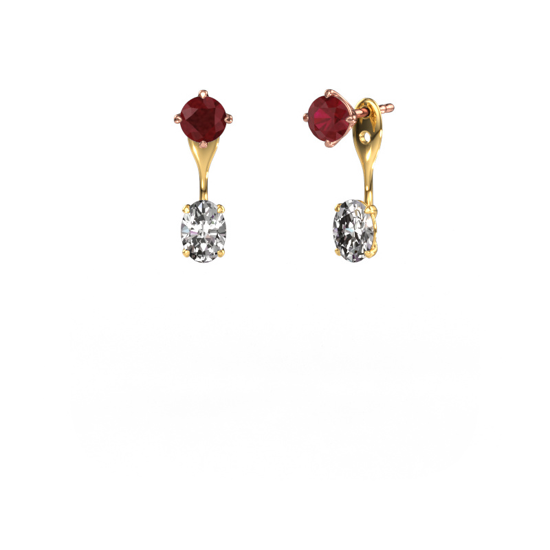 Image de Pendants d'oreilles Kate RND-OVL 585 or rose Rubis 5 mm
