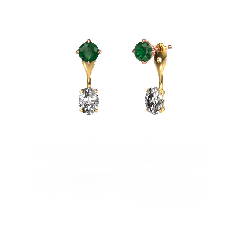 Bild von Ohrhänger Kate RND-OVL 585 Roségold Smaragd 5 mm