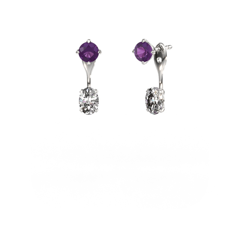 Bild von Ohrhänger Kate RND-OVL 950 Platin Amethyst 5 mm
