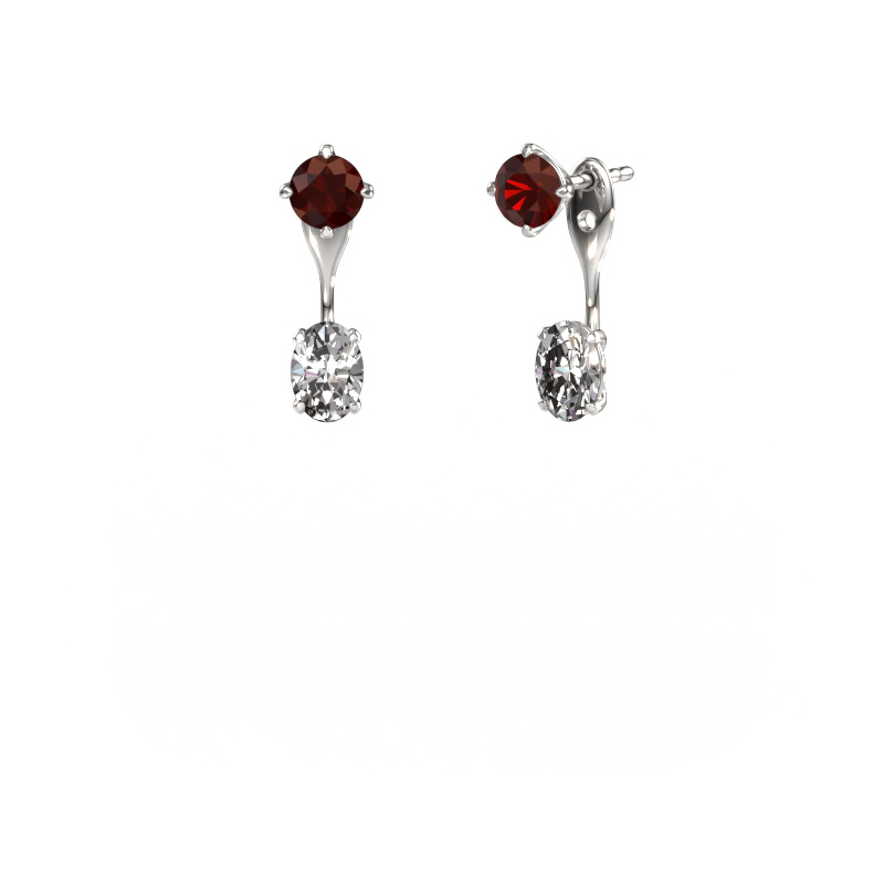 Image of Drop earrings Kate RND-OVL 950 platinum Garnet 5 mm