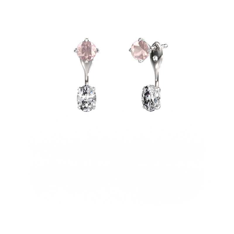 Image of Drop earrings Kate RND-OVL 950 platinum Morganite champagne 5 mm