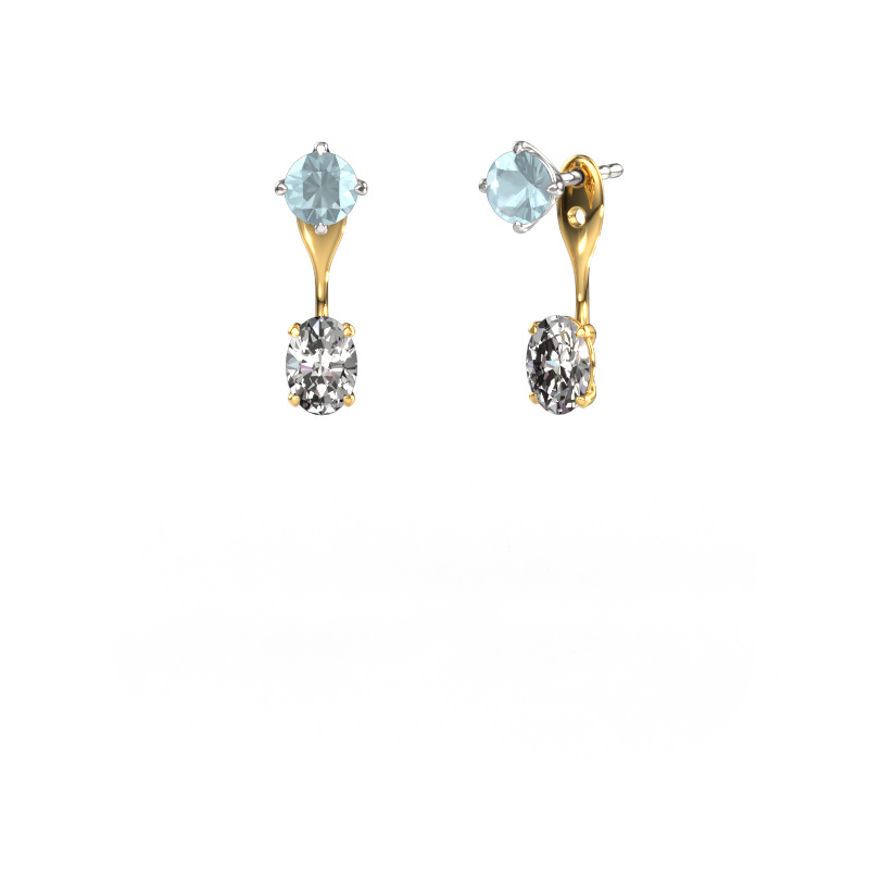 Image of Drop earrings Kate RND-OVL 585 white gold Aquamarine 5 mm