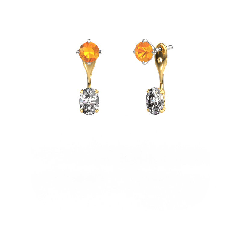 Image of Drop earrings Kate RND-OVL 585 white gold Citrin 5 mm