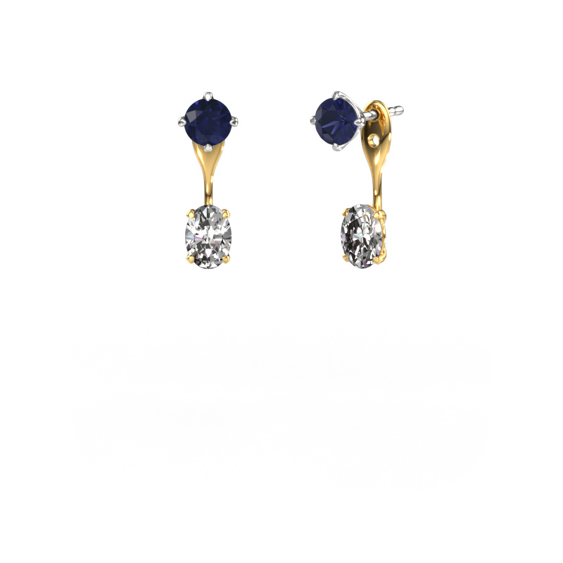 Image of Drop earrings Kate RND-OVL 585 white gold Sapphire 5 mm
