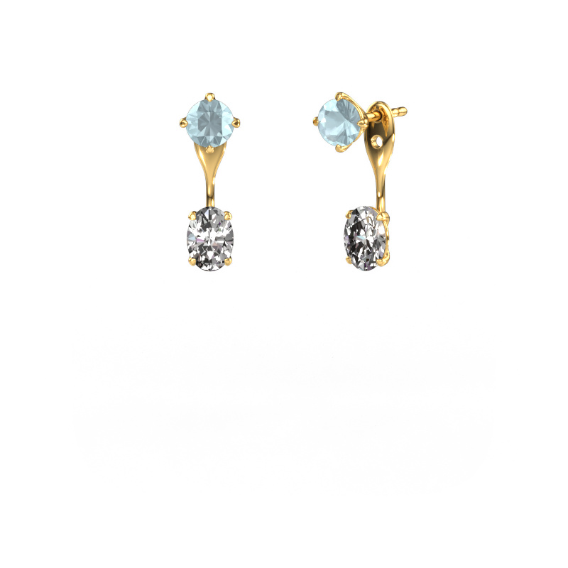 Image of Drop earrings Kate RND-OVL 585 gold Aquamarine 5 mm
