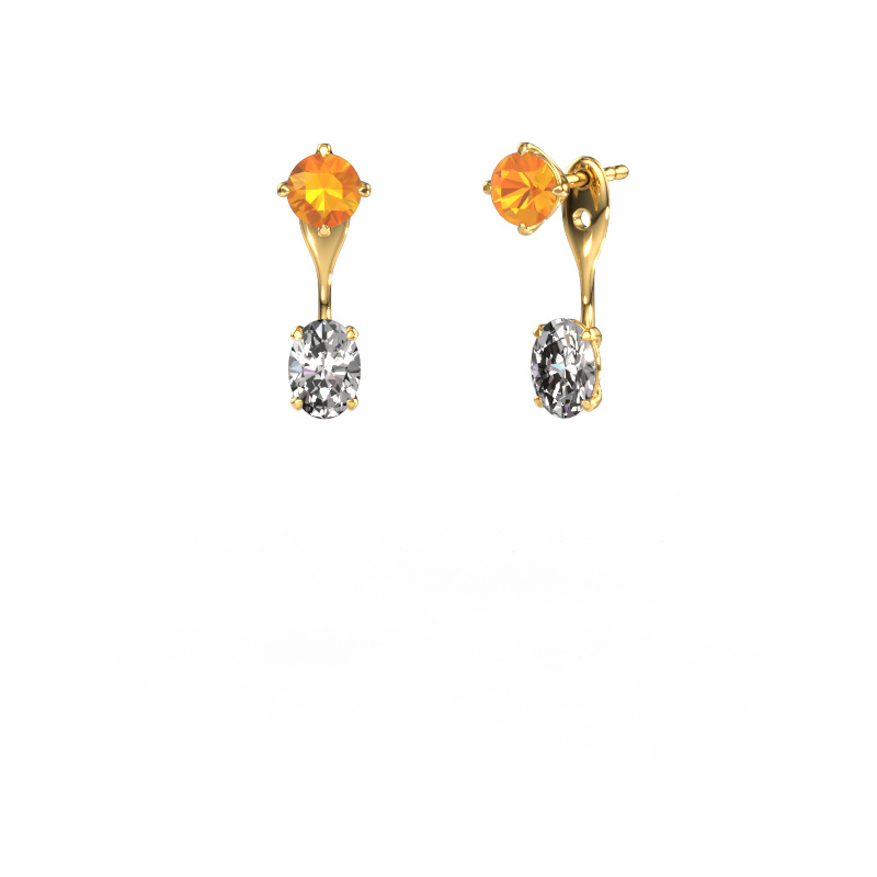 Image of Drop earrings Kate RND-OVL 585 gold Citrin 5 mm