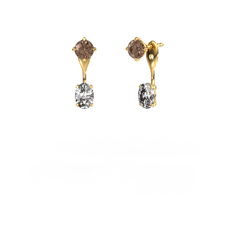 Image de Pendants d'oreilles Kate RND-OVL 585 or jaune Diamant brun 2.40 crt