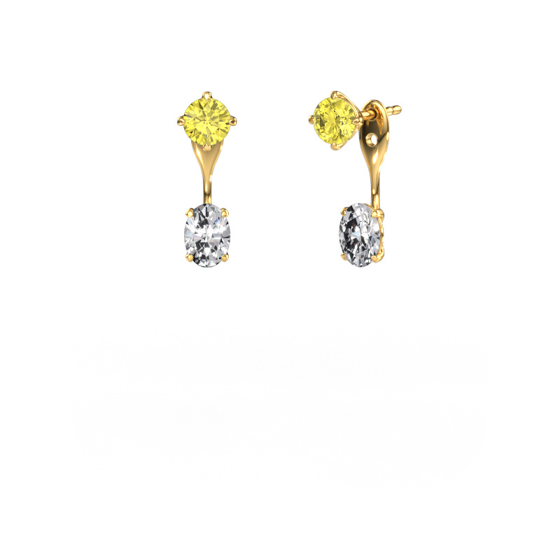 Image of Drop earrings Kate RND-OVL 585 gold Yellow lab grown diamond 5 mm