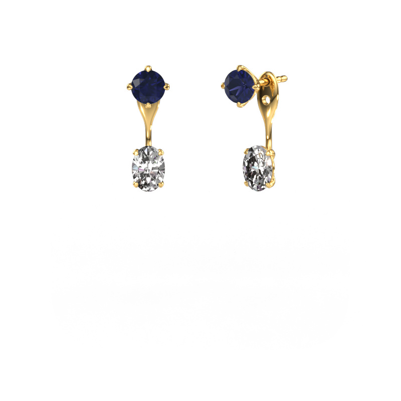 Image of Drop earrings Kate RND-OVL 585 gold Sapphire 5 mm
