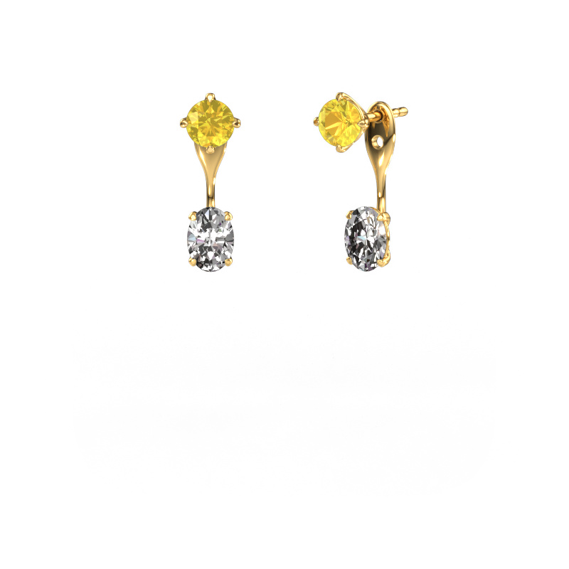 Image of Drop earrings Kate RND-OVL 585 gold Yellow sapphire 5 mm
