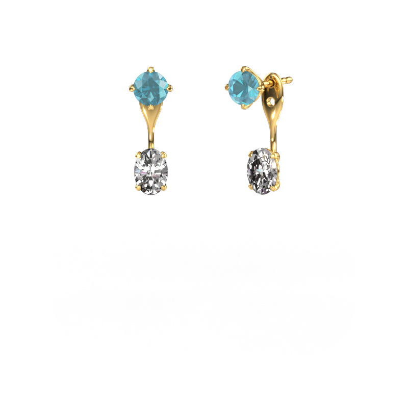 Image of Drop earrings Kate RND-OVL 585 gold Blue topaz 5 mm