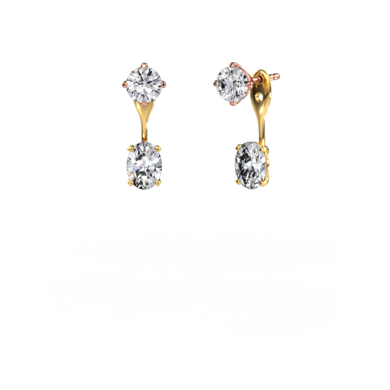 Image de Pendants d'oreilles Kate RND-OVL 585 or rose Diamant 2.80 crt