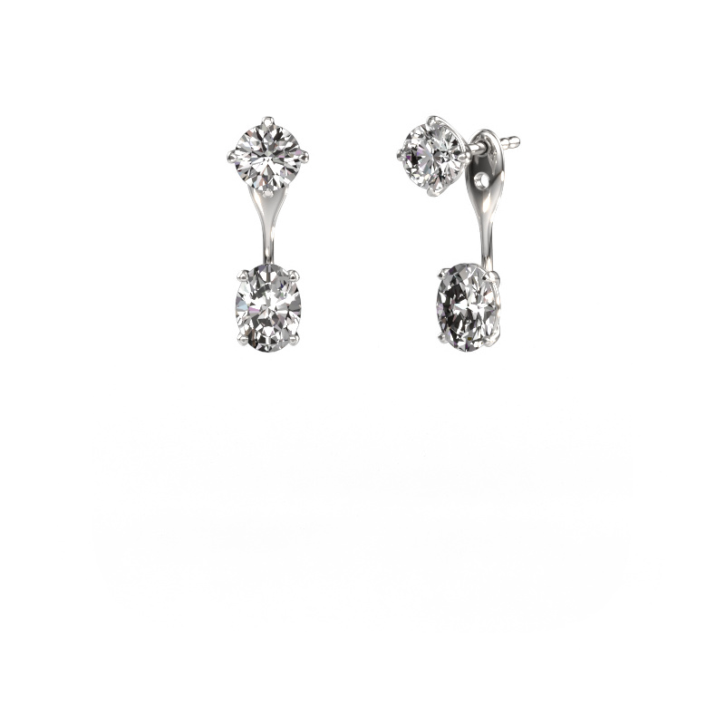 Image of Drop earrings Kate RND-OVL 950 platinum Diamond 2.80 crt