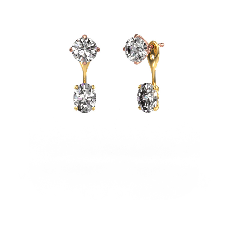 Image of Drop earrings Kate RND-OVL 585 rose gold Diamond 4.20 crt