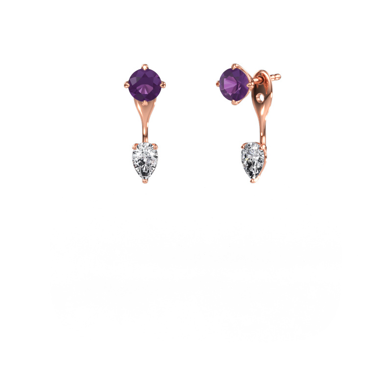 Image de Pendants d'oreilles Kate RND-PER 585 or rose Améthyste 5 mm